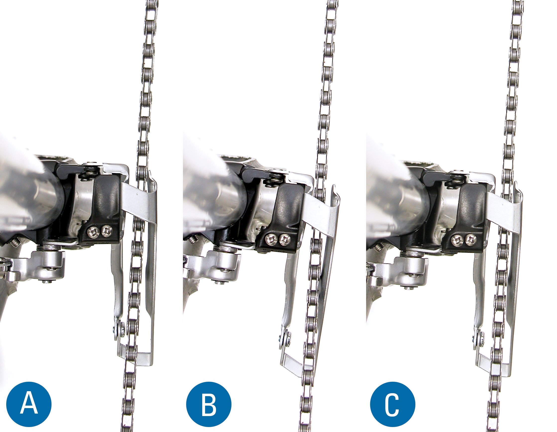 front derailleur rotational angle adjustment